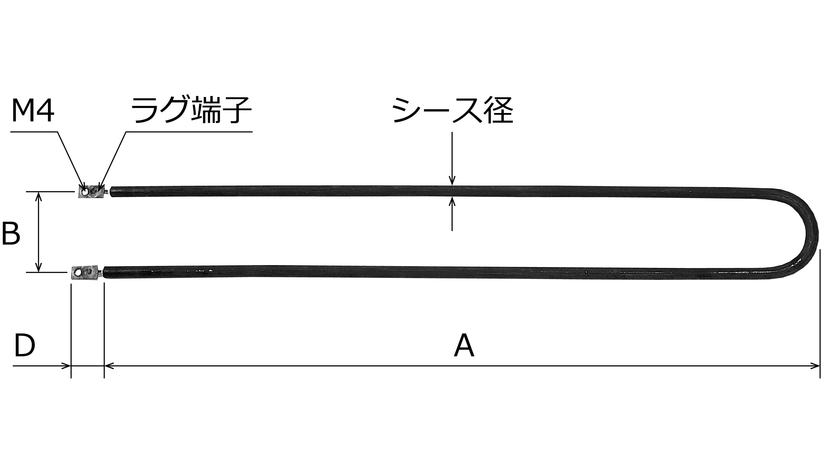Incoloy U型加熱器尺寸圖